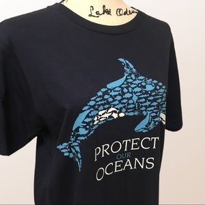 Navy blue Protect our Oceans Whale t-shirt